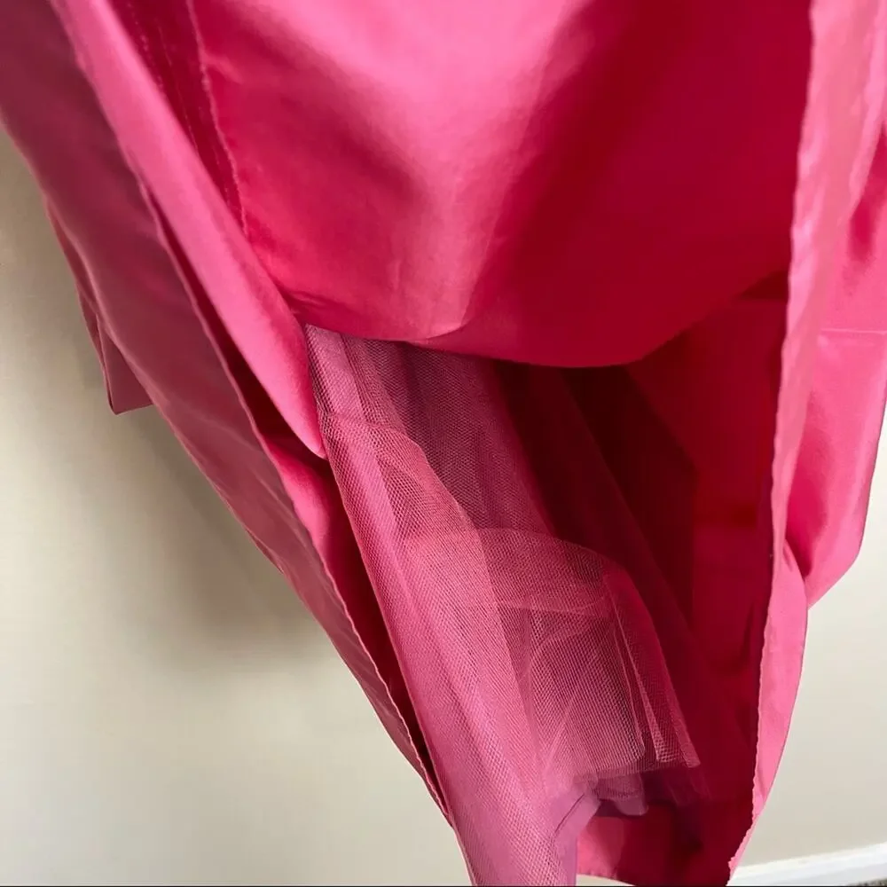 J Crew Silk Taffeta Strapless Bow Front Detail Mini Formal Dress Pink 2
